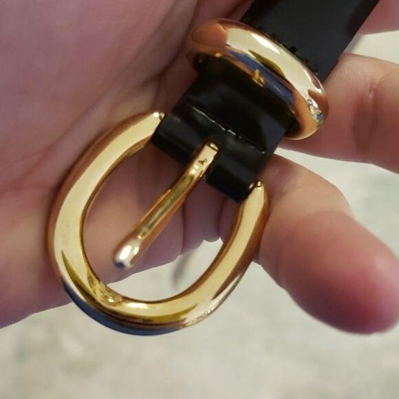 Worthington Black Leather Belt Gold-Tone Double Ring Buckle - Picture 8 of 8